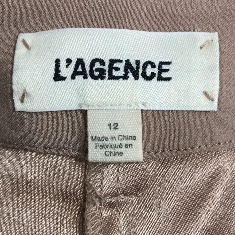 L'AGENCE Chrisley High Waist Wide Leg Pants in Cappuccino 12 NWT